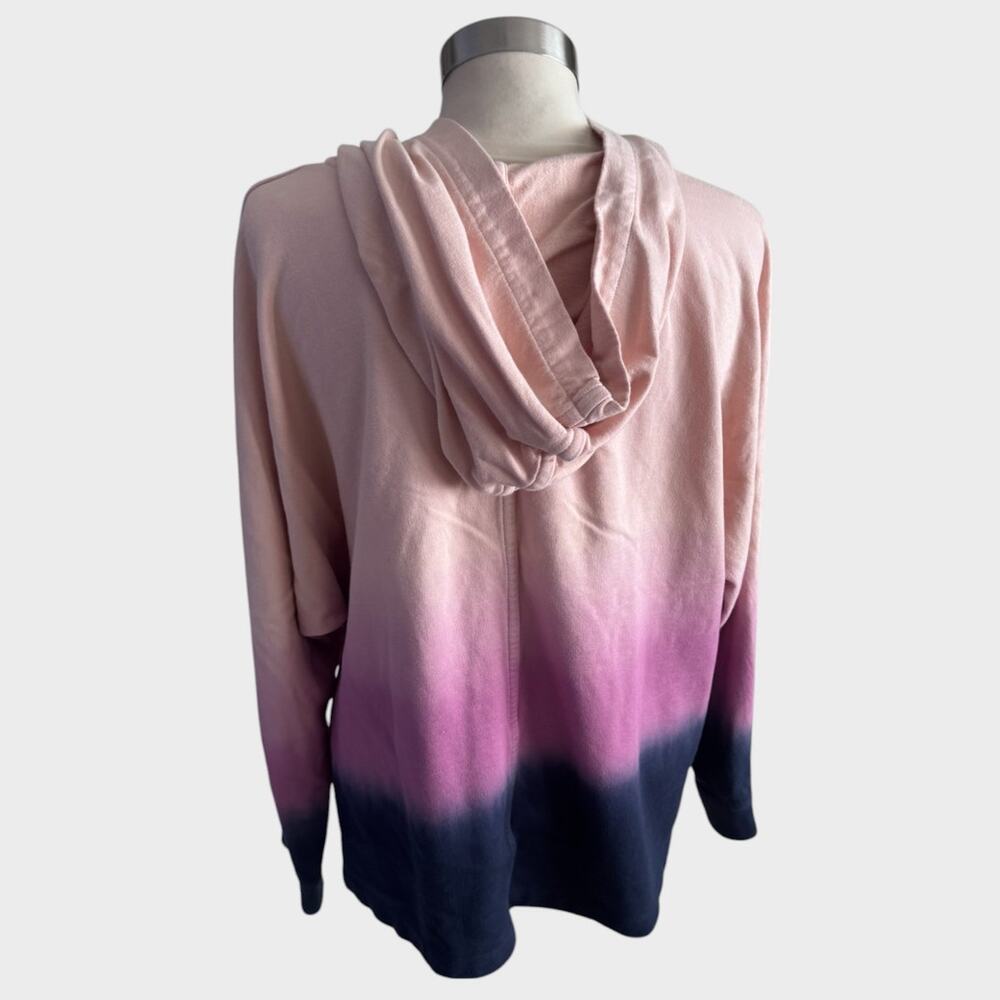 J. Jill Fit Womens Large Petite Quarter Zip Hooded Pink Purple Ombre Sweatshirt - Picture 4 of 10